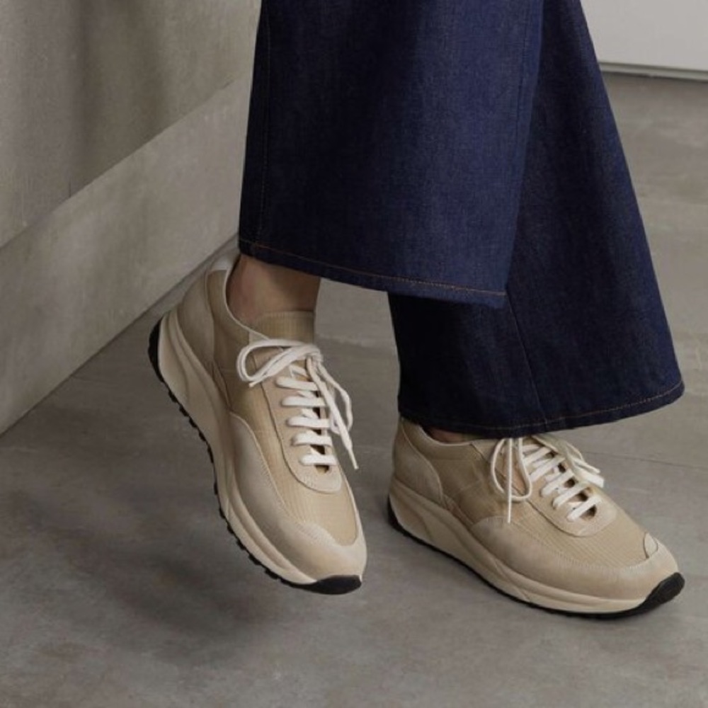 Woman by Common Projects Track 80 Sneaker in Tan Suede/Ripstop sz 38 New in Box - Picture 1 of 9